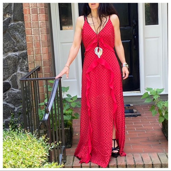 ABSOLUTELY GORGEOUS BOHO CHIC RED MAXI DRESS - Picture 9 of 12